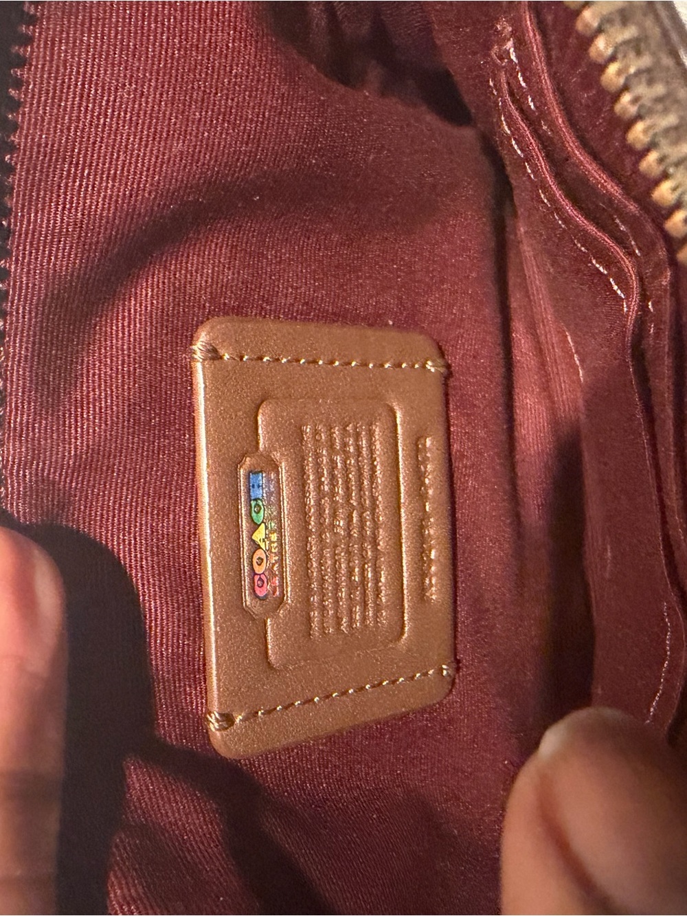 COACH Brown Signature Canvas Wristlet with Rainbow Print - Picture 3 of 3